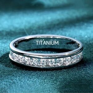 Titanium and CZ diamond Silver Ring